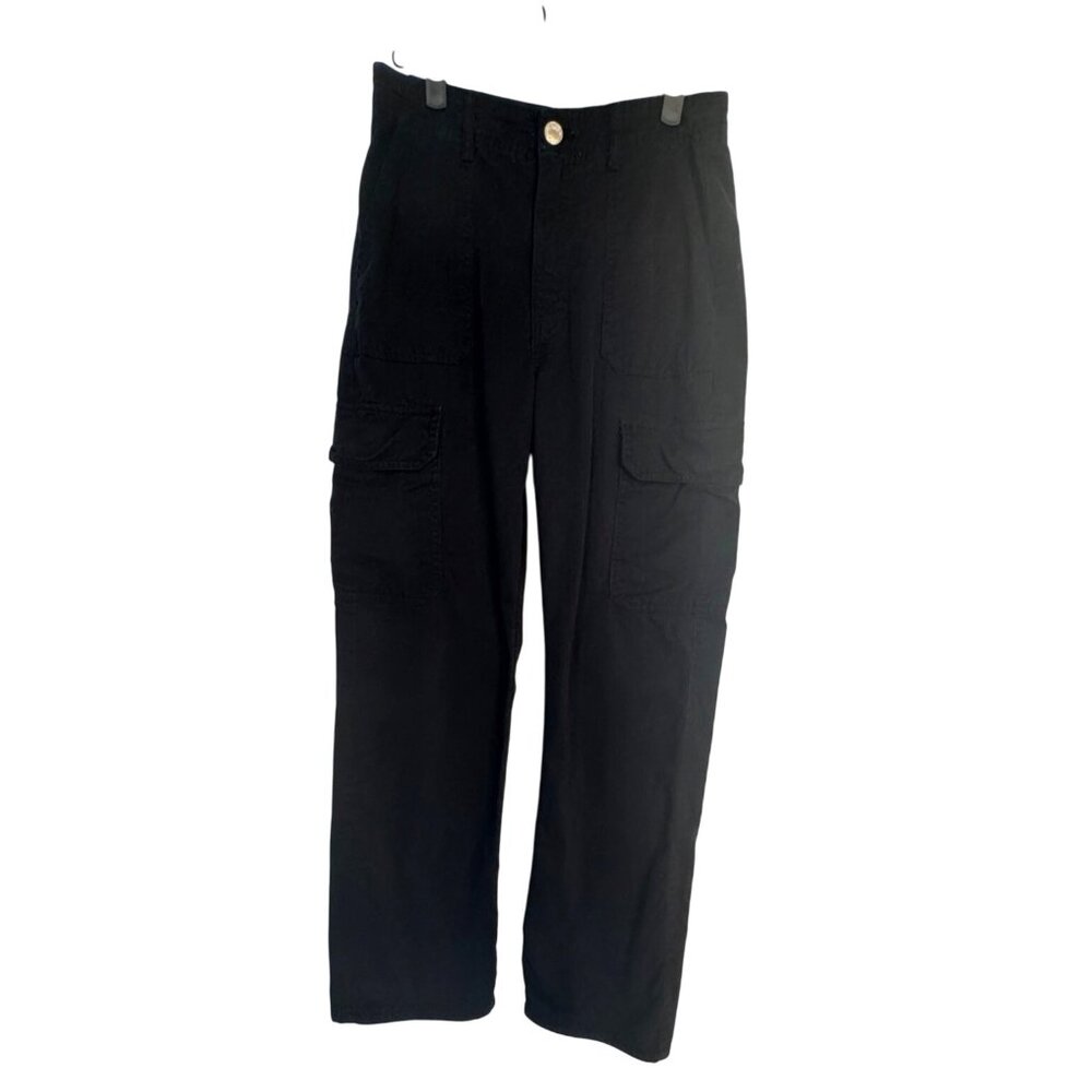 ZARA Womens Size 4 Dark Black Cargo Pants  Multiple Pockets
